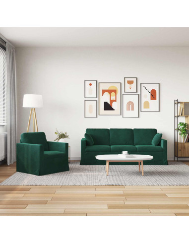 Divano 2 pcs Verde Scuro