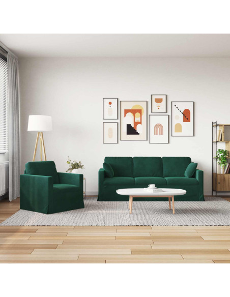 Divano 2 pcs Verde Scuro