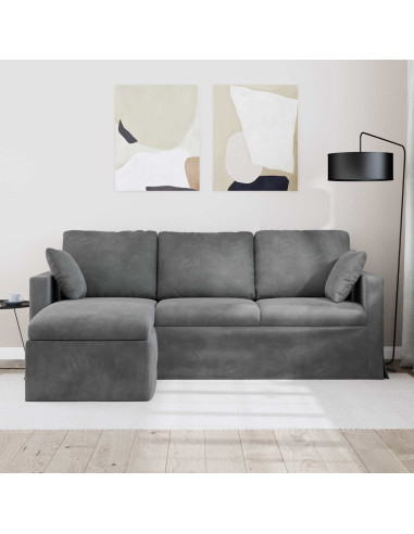 Divano Grigio scuro 198 x 134 x 80 cm Velluto