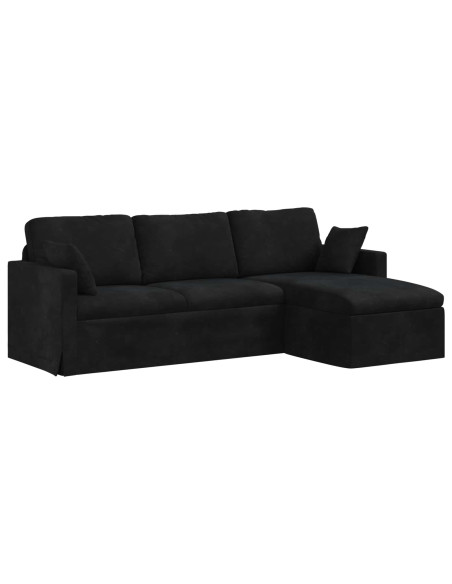 Divano Nero 228 x 134 x 80 cm Velluto