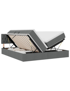 Letto con testiera Grigio scuro 200 x 200 cm Tessuto 2