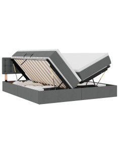 Letto con testiera Grigio scuro 200 x 200 cm Tessuto 2