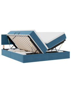 Letto con luci a strisce a LED Blu Scuro 180 x 200 cm Velluto 2