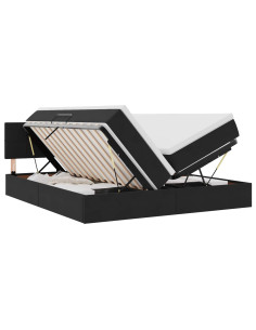 Letto con luci a strisce a LED Nero 200 x 200 cm Velluto 2