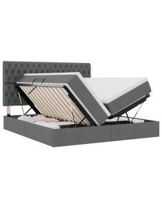 Letto con testiera Grigio scuro 200 x 200 cm Tessuto 2