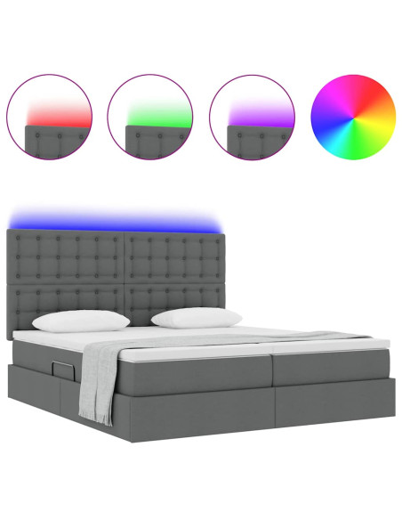 Letto con testiera Grigio scuro 200 x 200 cm Tessuto