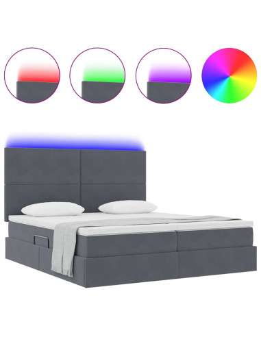 Letto con testiera Grigio scuro 200 x 200 cm Velluto