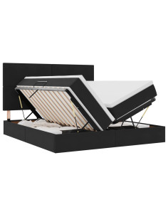 Letto con luci a strisce a LED Nero 200 x 200 cm Velluto 2
