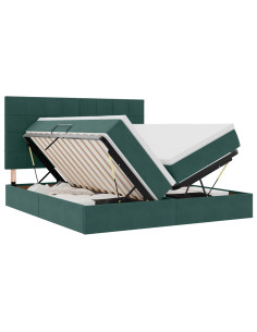 Letto con luci a strisce a LED Verde Scuro 180 x 200 cm Velluto 2