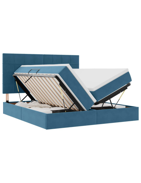 Letto con luci a strisce a LED Blu Scuro 180 x 200 cm Velluto