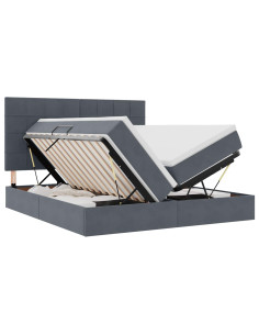 Letto con testiera Grigio scuro 200 x 200 cm Velluto 2
