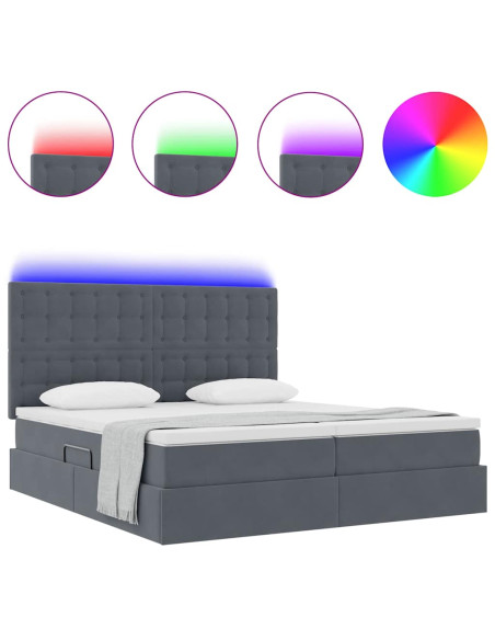 Letto con testiera Grigio scuro 200 x 200 cm Velluto