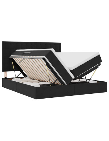 Letto con luci a strisce a LED Nero 200 x 200 cm Velluto
