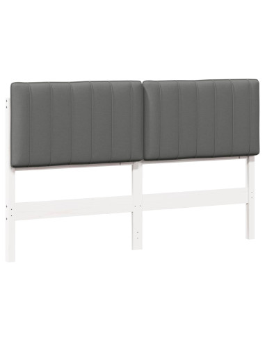 Testiera imbottita Bianco e grigio chiaro 160 cm Pino massello