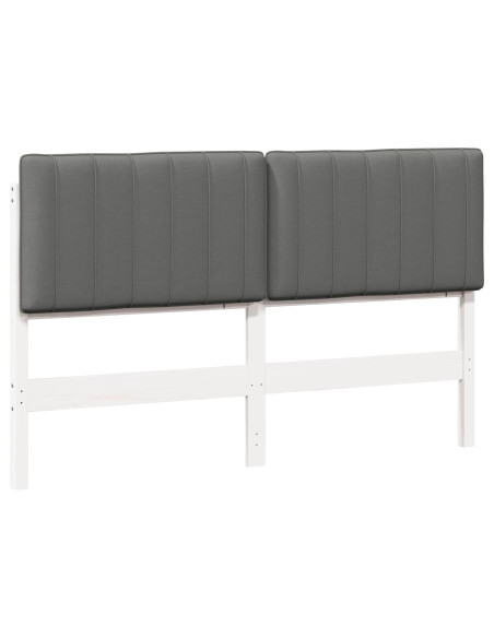 Testiera imbottita Bianco e grigio chiaro 160 cm Pino massello