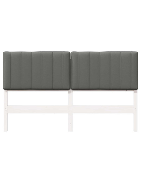 Testiera imbottita Bianco e grigio chiaro 160 cm Pino massello