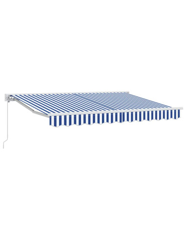 Tenda Retrattile Blu e Bianco 300 x 200 cm Poliestere e Metallo