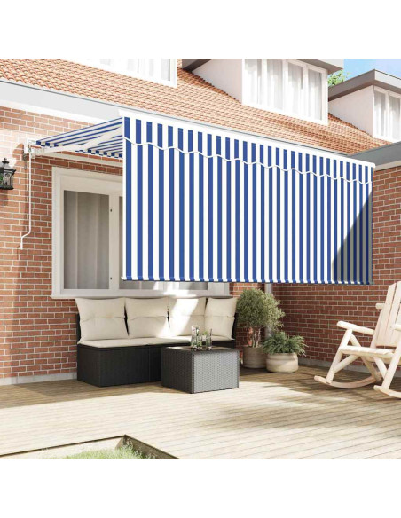 Tenda Retrattile Blu e Bianco 300 x 200 cm