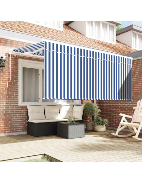 Tenda Retrattile Blu e Bianco 300 x 200 cm