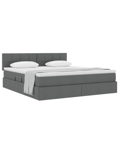 Letto con contenitore e materasso Grigio scuro 160 x 200 cm
