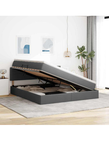 Letto con contenitore e materasso Grigio scuro 160 x 200 cm