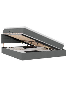 Letto con contenitore e LED Grigio scuro 160 x 200 cm Tessuto 2