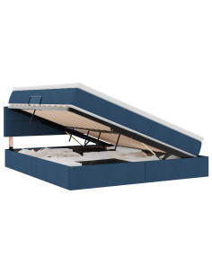 Letto con contenitore e LED con led Blu 160 x 200 cm Tessuto 2