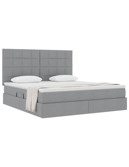 Letto con contenitore e materasso Grigio chiaro 160 x 200 cm