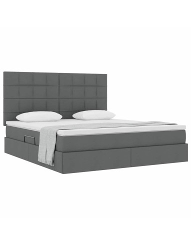 Letto con contenitore e materasso Grigio scuro 160 x 200 cm