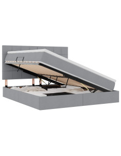 Letto con contenitore e LED con led Grigio chiaro 160 x 200 cm 2