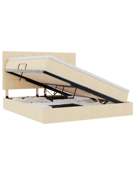Letto con contenitore e LED Crema 160 x 200 cm Poliestere