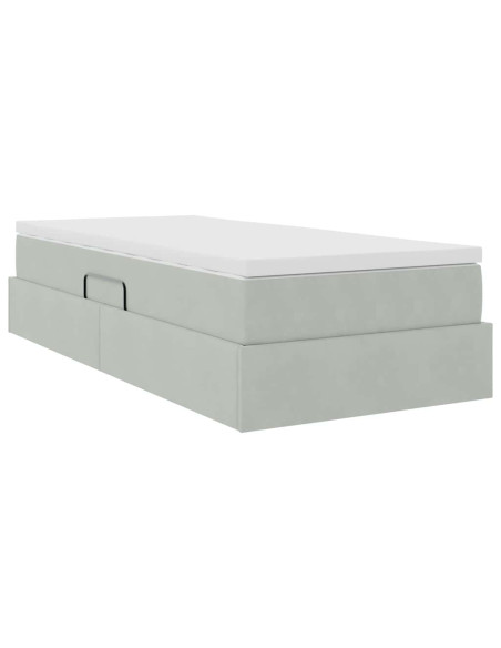 Letto con contenitore e materasso Grigio chiaro 100 x 200 cm