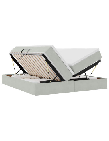 Letto con contenitore e materasso Grigio chiaro 200 x 200 cm