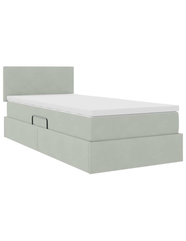 Letto con Contenitore Grigio chiaro 100 x 200 cm Velluto