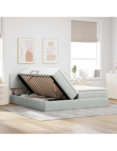 Letto con Contenitore con materasso Grigio chiaro 100 x 200 cm