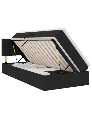Letto con contenitore e LED con led Nero 90 x 200 cm Tessuto