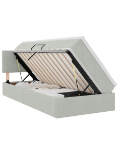 Letto con contenitore e LED Grigio chiaro 100 x 200 cm Velluto 2