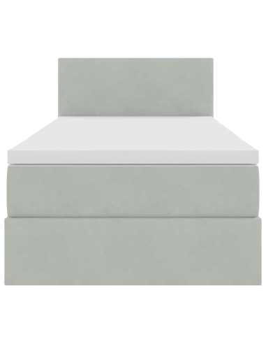 Letto con contenitore e LED Grigio chiaro 100 x 200 cm Velluto