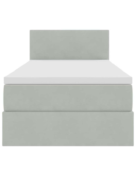 Letto con contenitore e LED Grigio chiaro 100 x 200 cm Velluto