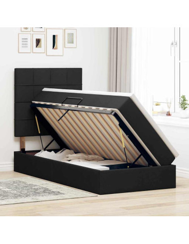 Letto con contenitore e materasso Nero 90 x 200 cm Poliestere