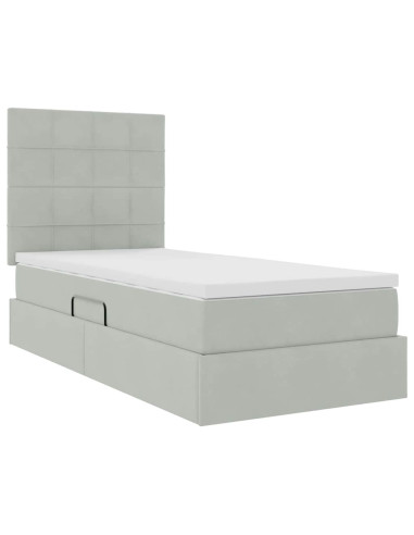 Letto con contenitore e materasso Grigio chiaro 100 x 200 cm