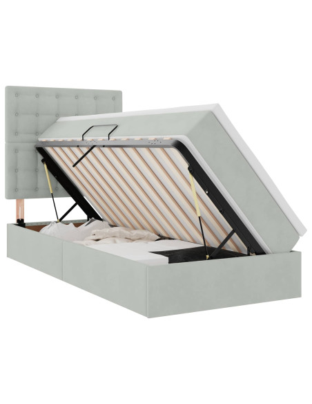Letto con contenitore e materasso Grigio chiaro 100 x 200 cm