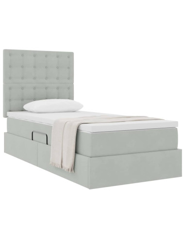 Letto con contenitore e materasso Grigio chiaro 100 x 200 cm