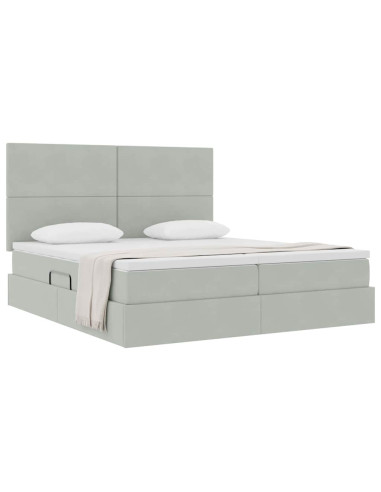 Letto con Contenitore Grigio chiaro 200 x 200 cm Velluto