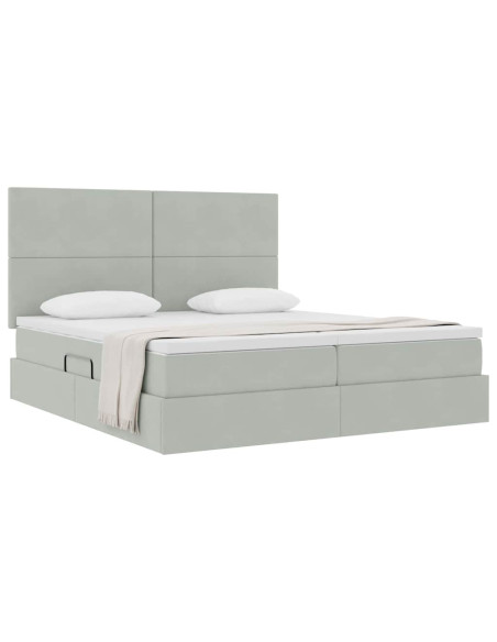 Letto con Contenitore Grigio chiaro 200 x 200 cm Velluto