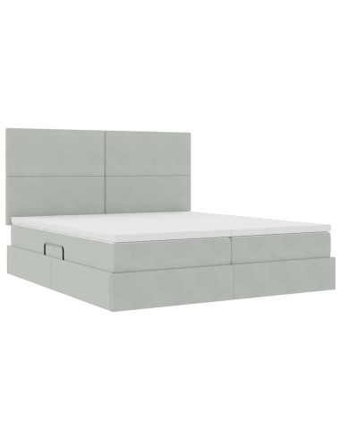 Letto con Contenitore Grigio chiaro 200 x 200 cm Velluto