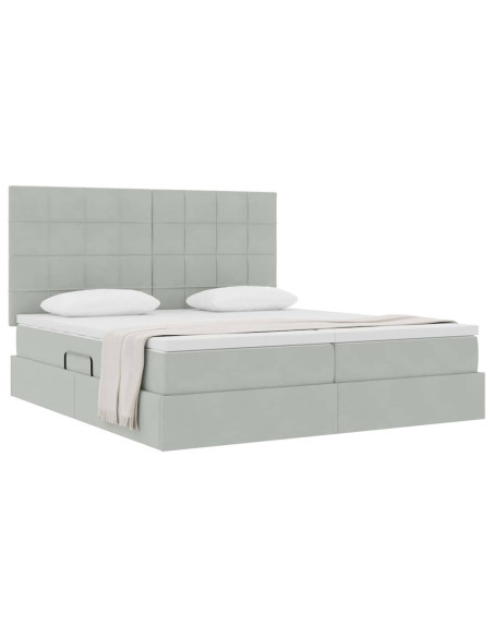 Letto con Contenitore Grigio chiaro 200 x 200 cm Velluto