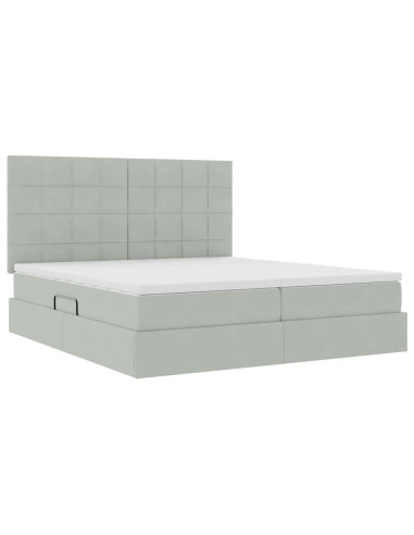 Letto con Contenitore Grigio chiaro 200 x 200 cm Velluto