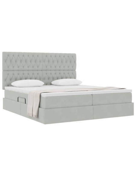 Letto con Contenitore Grigio chiaro 200 x 200 cm Velluto
