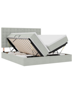Letto con Contenitore Grigio chiaro 200 x 200 cm Velluto 2